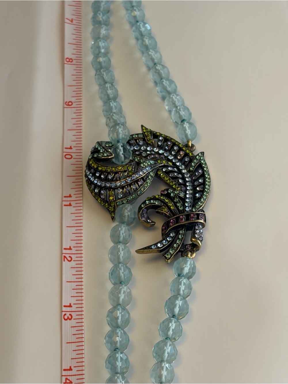 Heidi Daus Statement Necklace Crystal Plume Bead Art Deco Vintage - Picture 5 of 7
